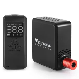 WEST BIKING Portable Motorcycle Air Pump Rechargeable Tire Inflator with LCD Display