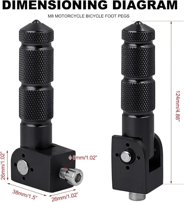 Black CNC Universal Folding Straight Motorcycle Bicycle Foot Pegs M8 Rear Footrest Peg Parts Honda Grom MSX125 8mm
