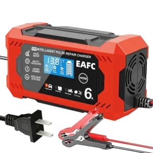 12V Motorcycle Battery Charger 6A Smart Charger with LCD Display for Lead-Acid Batteries
