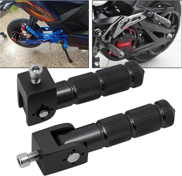 Black CNC Universal Folding Straight Motorcycle Bicycle Foot Pegs M8 Rear Footrest Peg Parts Honda Grom MSX125 8mm