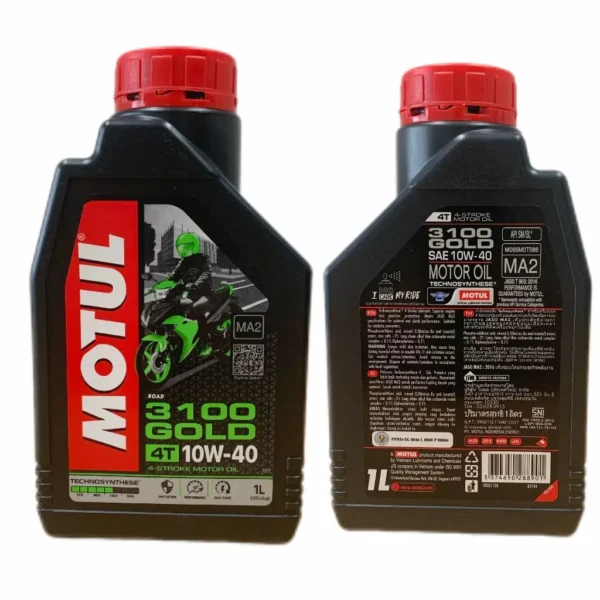Motul 3100 4T Gold 10W40 / 15W50 API SM Technosynthese High Performance Semi Synthetic Engine Oil for Bikes (1L)