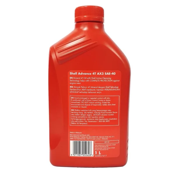 Shell AX3 SAE-40 Mineral Lubricant Motorcycle Oil (1L)