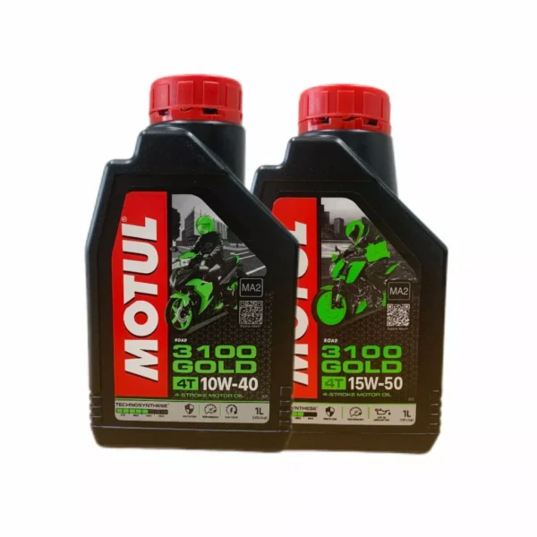 Motul 3100 4T Gold 10W40 / 15W50 API SM Technosynthese High Performance Semi Synthetic Engine Oil for Bikes (1L)